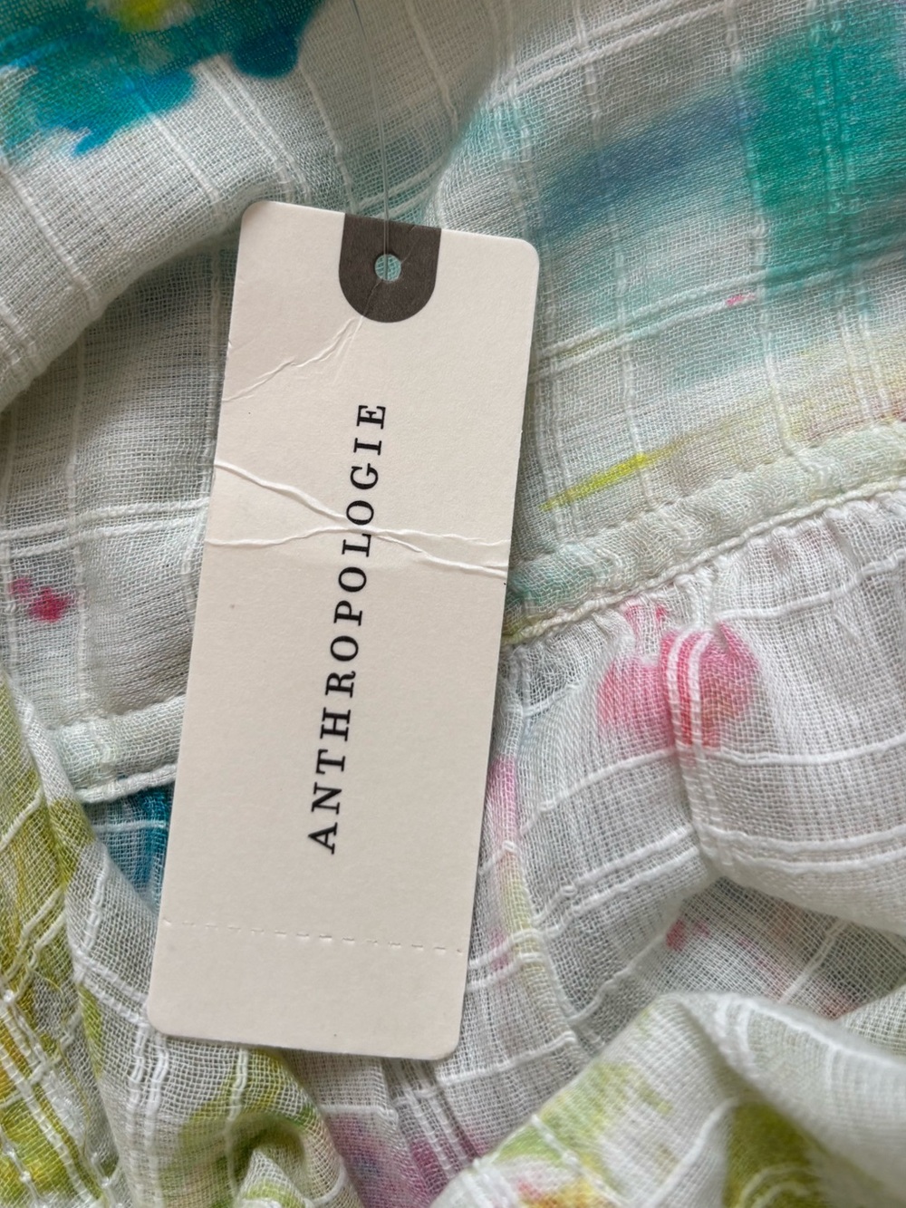 Pilcro/Anthropologie 100% Cotton Summer Buttondown Shirt in Ivory Pattern L. NWT - Picture 11 of 13